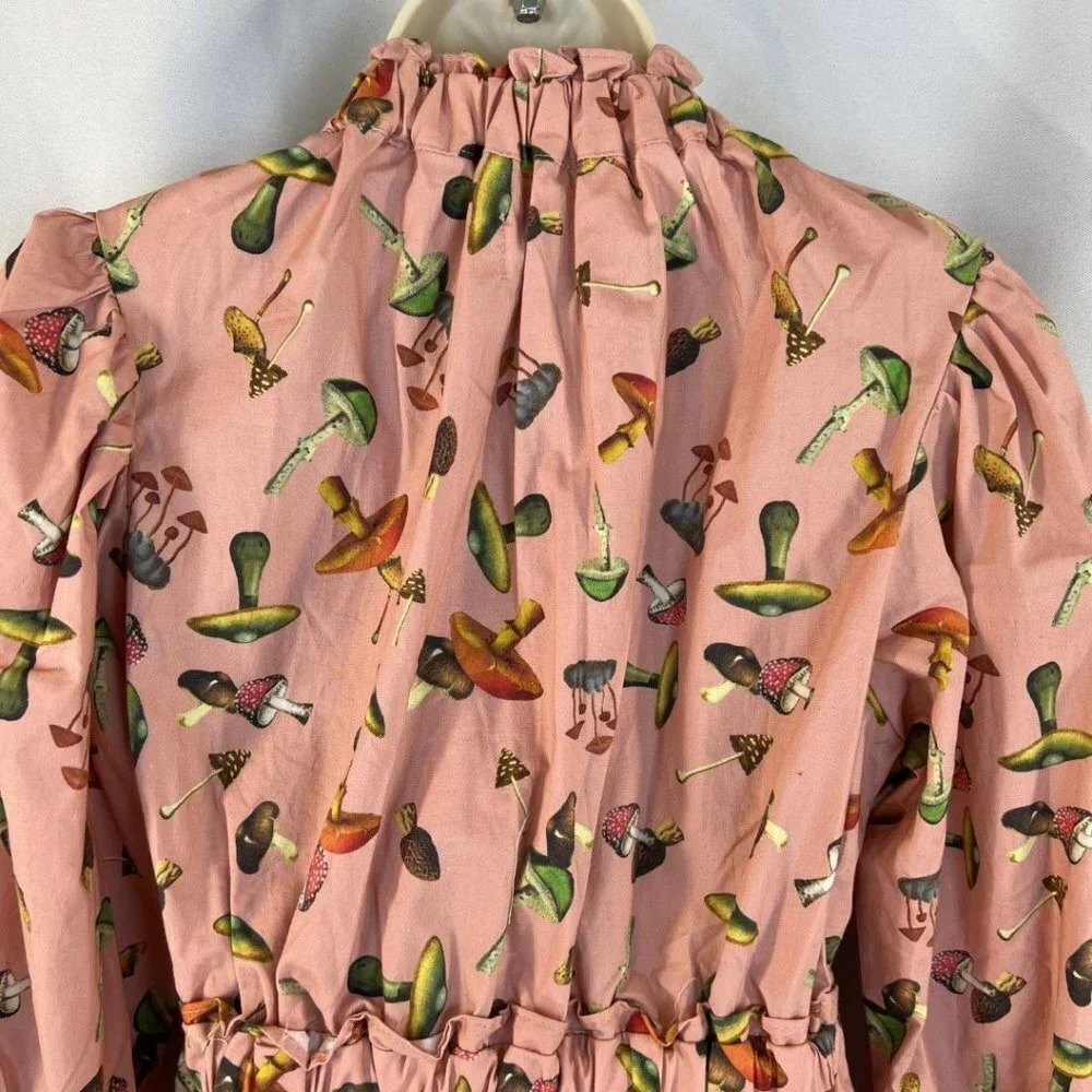 NWT Never A Wallflower Pink Mushroom Elastic Collar Dress $326 - Picture 7 of 12